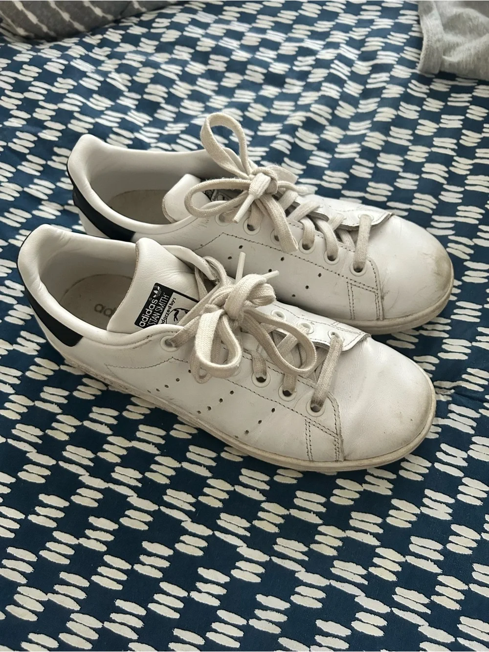 Adidas Stan Smith White Leather Sneakers Black Heel Tab Women’s Size 6